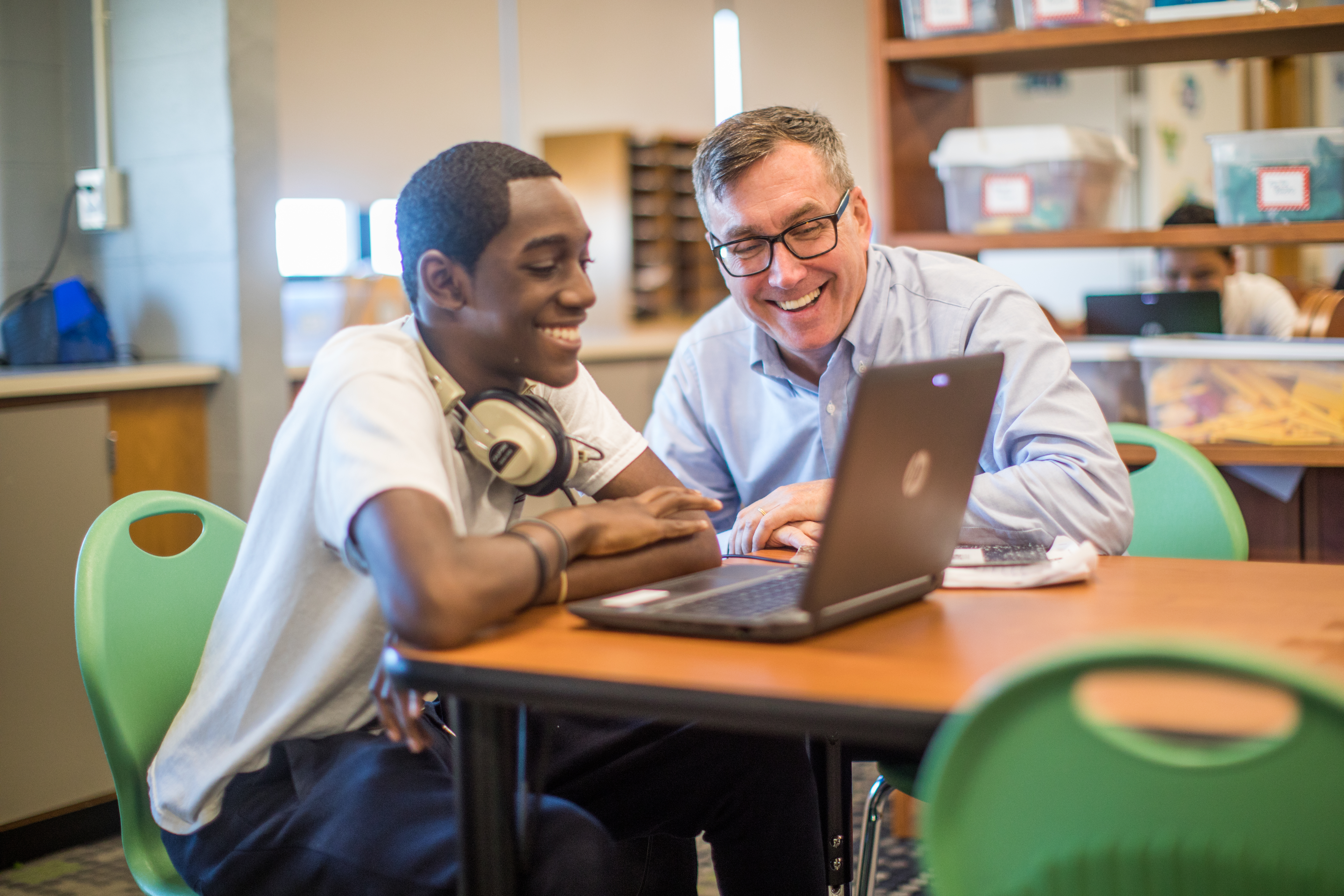 Bob Hughes with math student